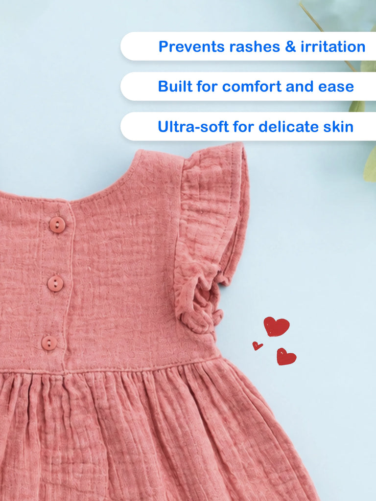 Organic Cotton Girls Frock Pack of 2 – Rust & White Ruffle Frocks
