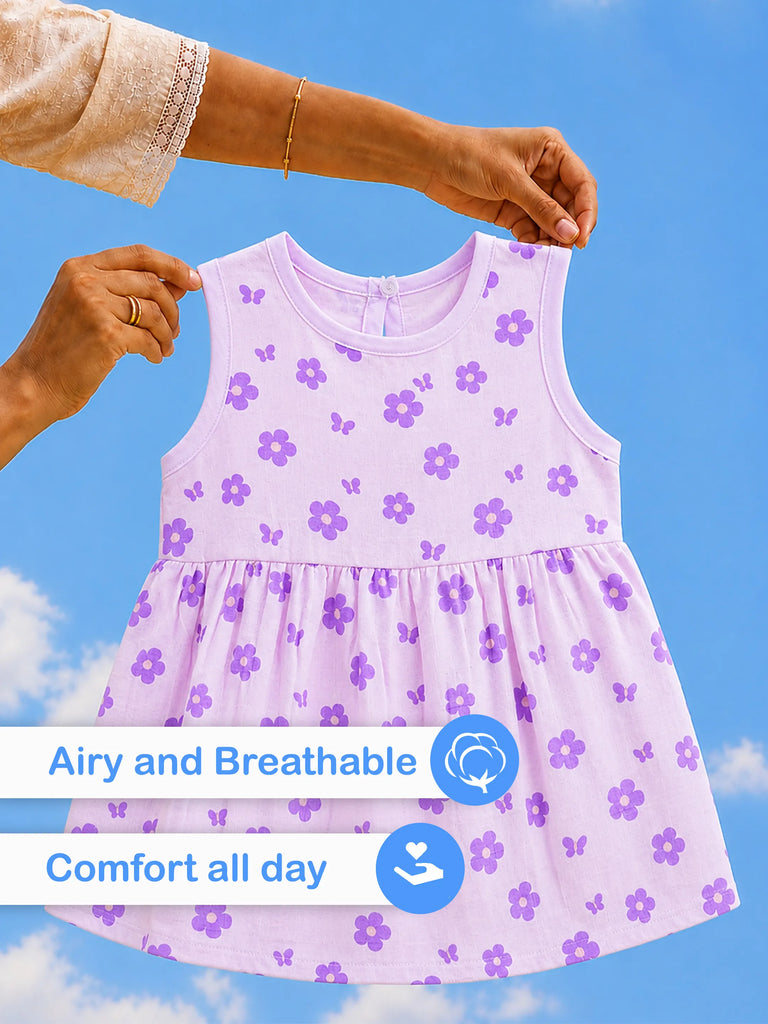 BambooTEC™ Bamboo Muslin Girls Frock – Bunny & Floral Print | Pack of 2