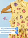 BambooTEC™ Bamboo Muslin Girls Frock – Fruit & Kitty Print | Pack of 2