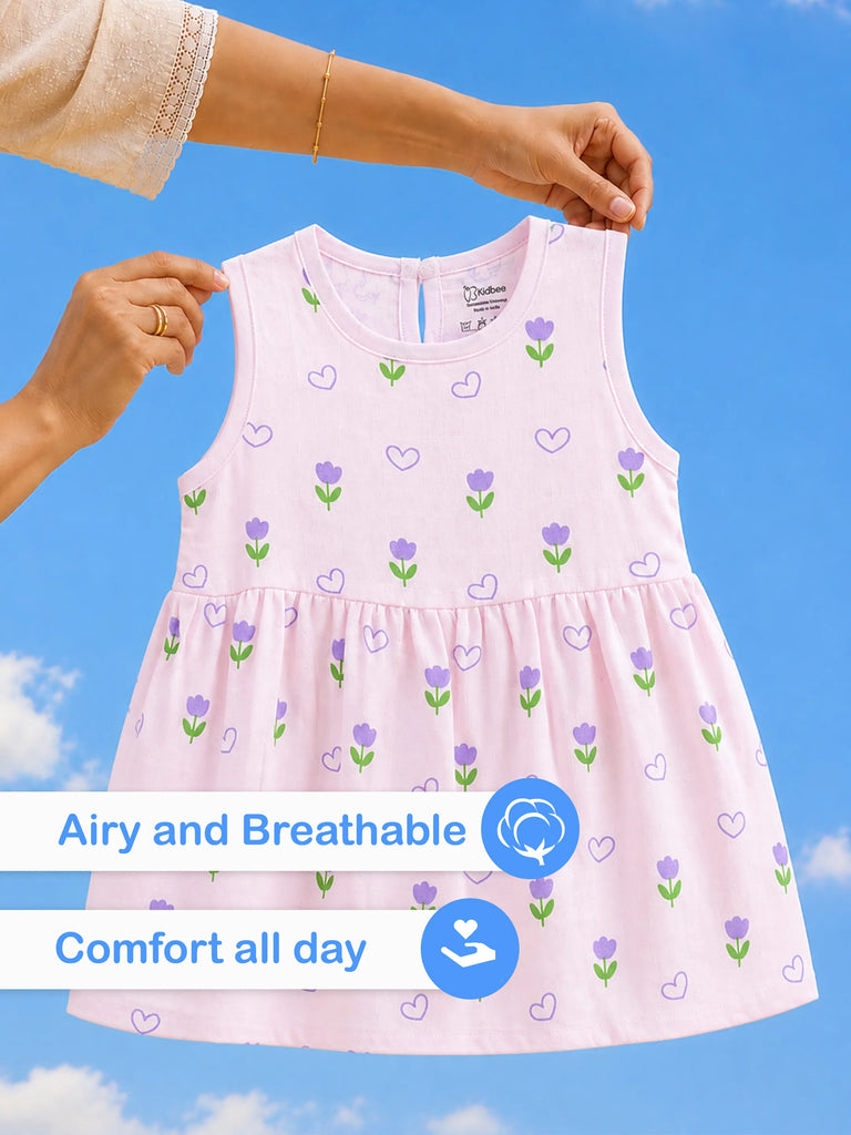 BambooTEC™ Bamboo Muslin Girls Frock – Bunny & Tulip Print | Pack of 2