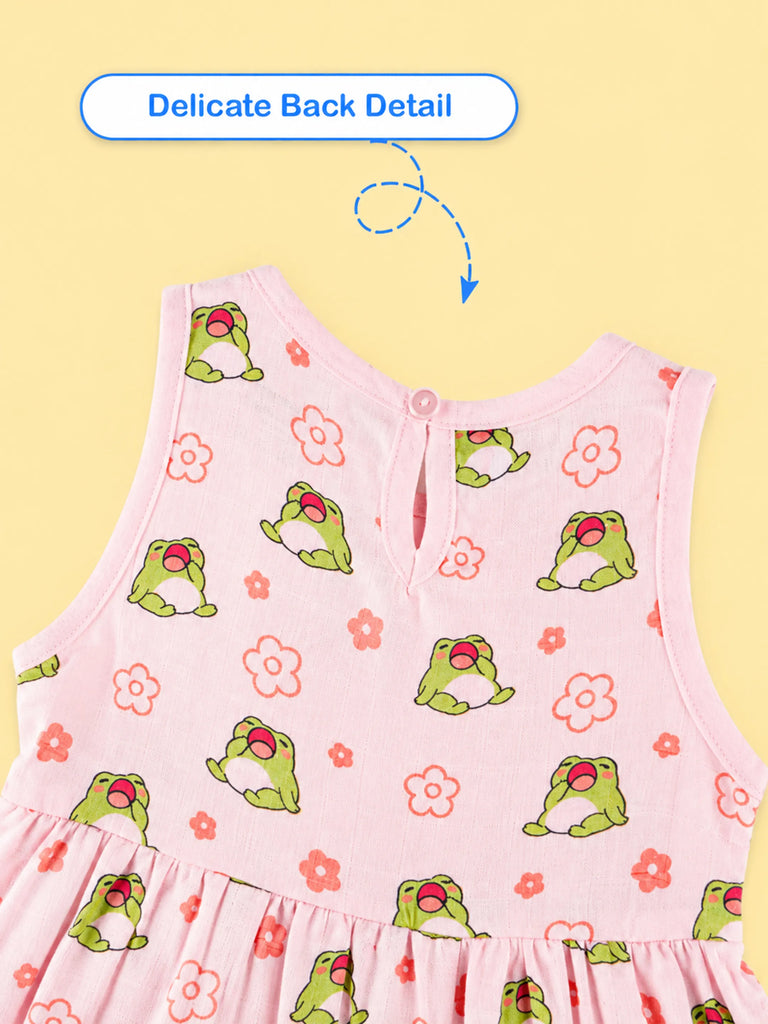 BambooTEC™ Bamboo Muslin Girls Frock – Floral & Frog Print | Pack of 2