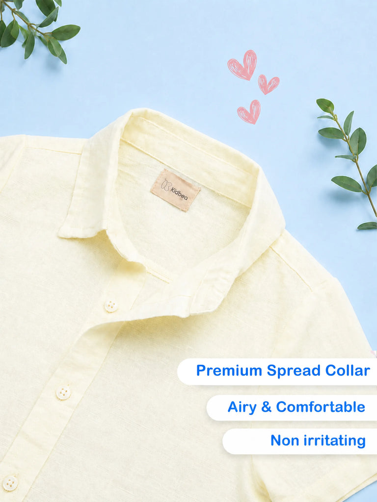 Linen Cotton Girls Shirt Pack of 2 – Pink & Yellow Half-Sleeve Shirts