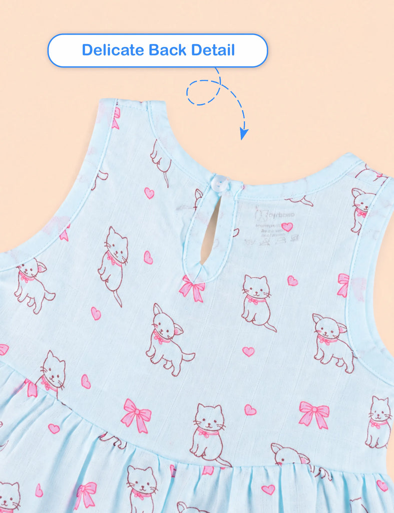BambooTEC™ Bamboo Muslin Girls Frock – Cute Puppy & Cherry Prints | Pack of 2