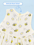 BambooTEC™ Bamboo Muslin Girls Frock – Cute Flower & Bee Print | Pack of 2