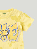 Kidbea Boys Tie-Dye Co-Ord Set | Summer Cotton T-Shirt and Shorts for Kids | Yellow