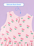 BambooTEC™ Bamboo Muslin Baby Girls Frock Pack of 3 – Floral Butterfly, Pink Floral & Cherry Prints