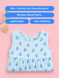 BambooTEC™ Bamboo Muslin Girls Frock – Cute Puppy & Cherry Prints | Pack of 2