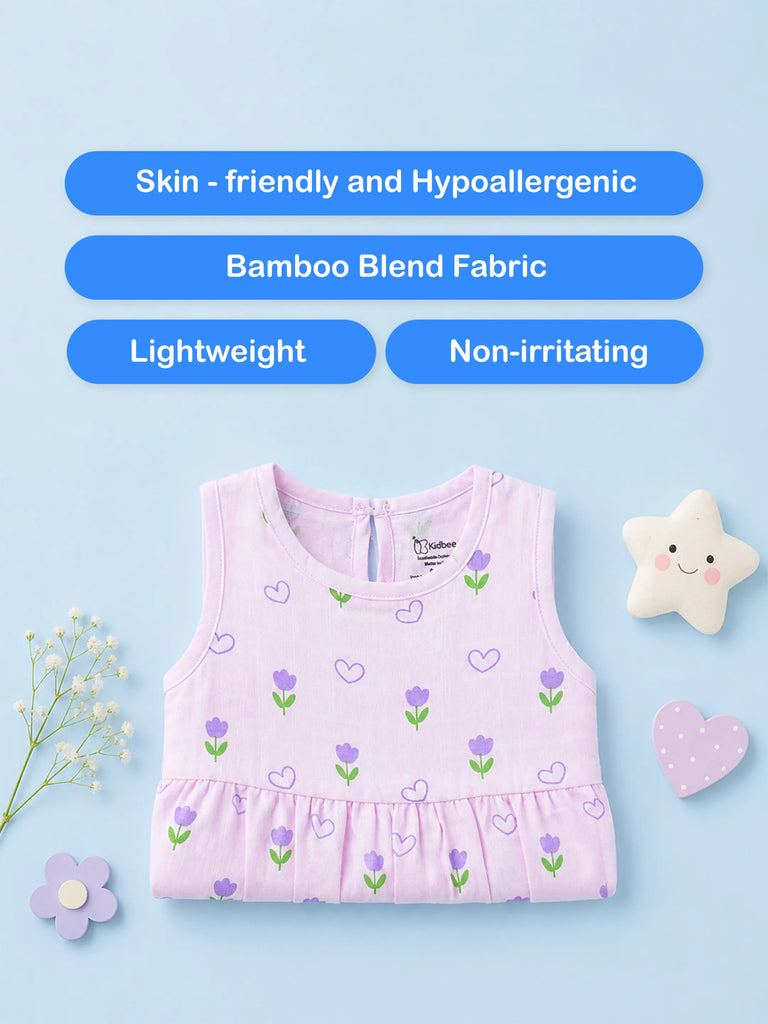 BambooTEC™ Bamboo Muslin Baby Girls Frock Pack of 3 – Pink Floral, Fruity Fiesta & Tulip Heart Prints