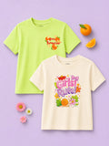 Bamboo Fabric Girls Half Sleeve T-Shirt Pack of 2 – Tangerine & Girls Rule Graphic Print Soft Summer Tee Set