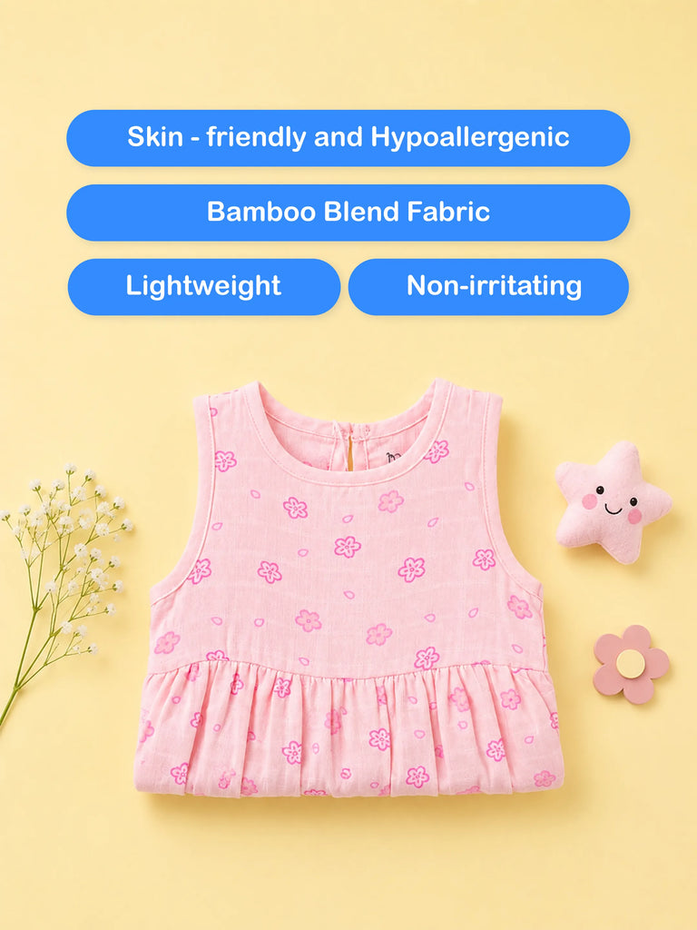 BambooTEC™ Bamboo Muslin Girls Frock – Floral & Frog Print | Pack of 2