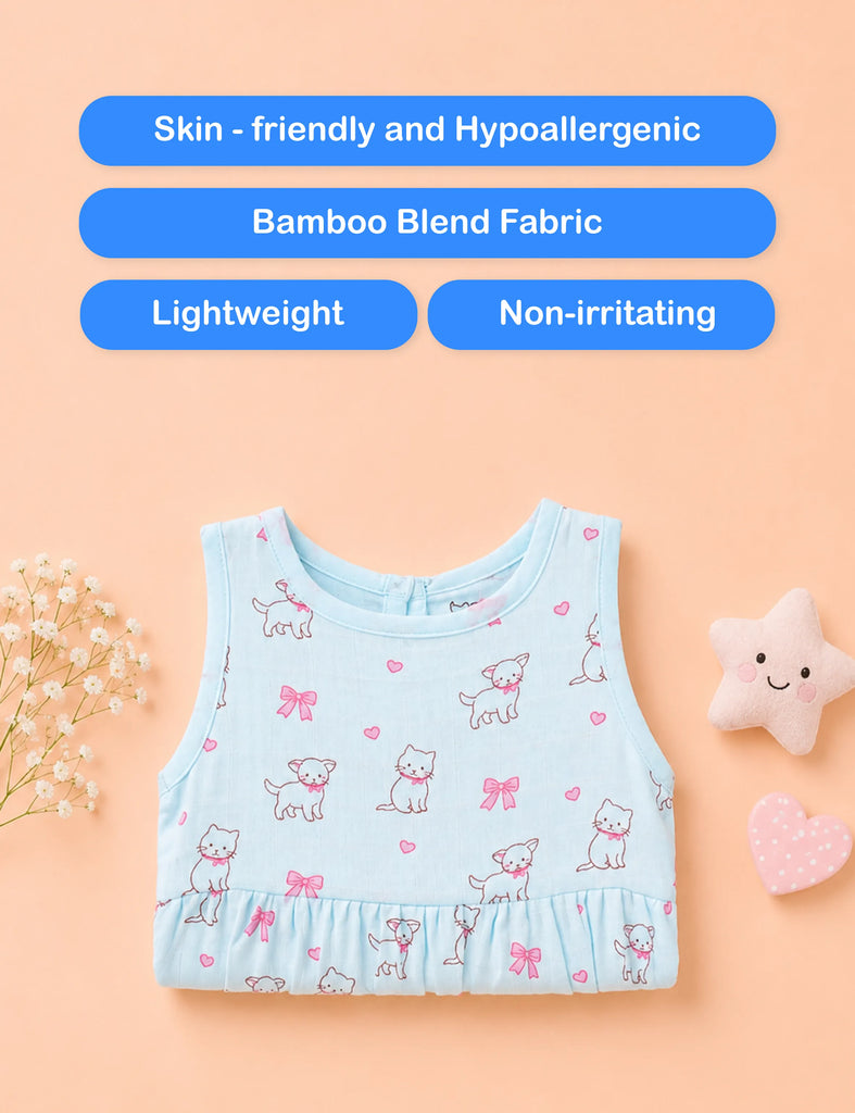 BambooTEC™ Bamboo Muslin Girls Frock – Bee & Puppy Print | Pack of 2
