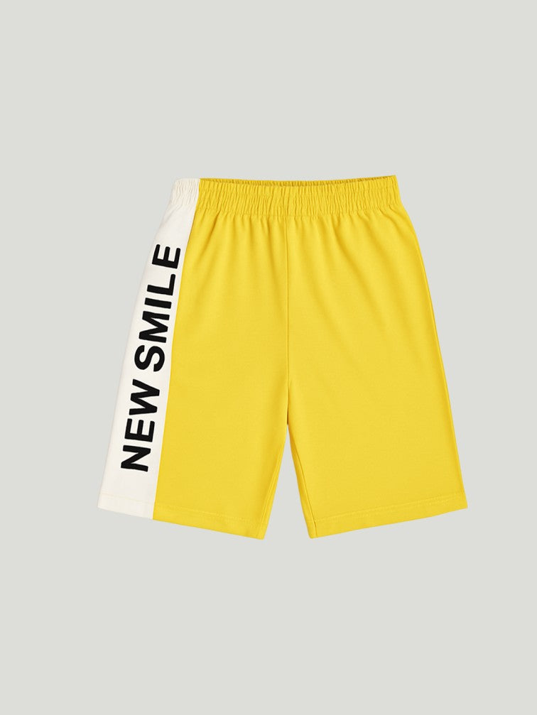 Kidbea Boys Summer T-Shirt and Shorts Co-Ord Set | Soft Cotton Blend Outfit for Kids | Yellow