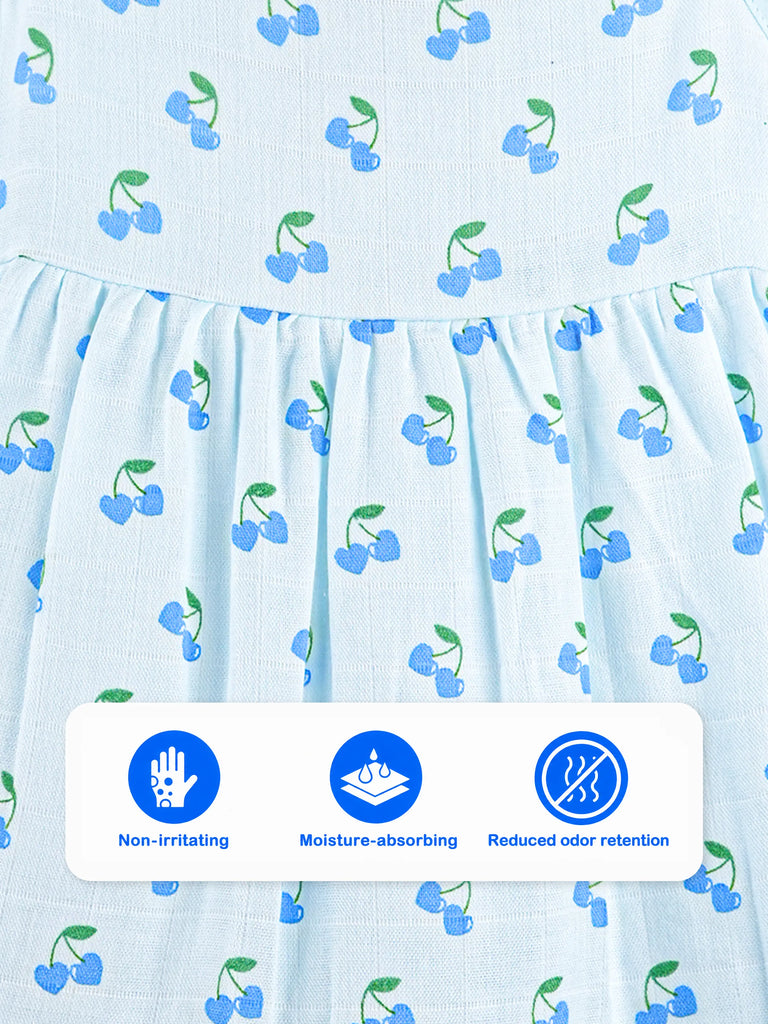 BambooTEC™ Bamboo Muslin Girls Frock – Fruit & Cherry Print | Pack of 2