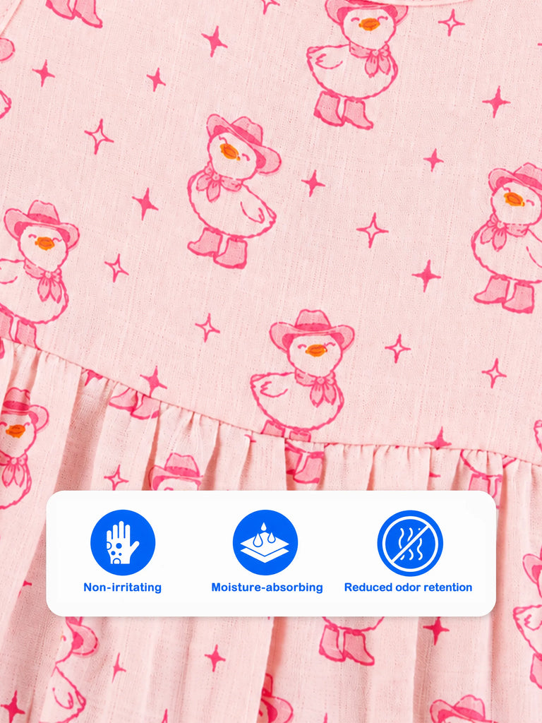 BambooTEC™ Bamboo Muslin Baby Girls Frock Pack of 3 – Puppy, Santa Bear & Puppy & Bow Prints