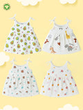 Extra Soft Muslin Baby Girls Frock Pack of 4 – Avocado, Dinosaur, Space & Ice Cream Prints
