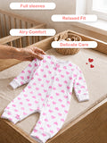 Organic cotton Heart Print Romper/Bodysuit - Pink