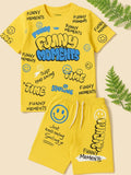 Kidbea Boys Summer Co-Ord Set | Cotton Half Sleeve T-Shirt and Shorts | Yellow