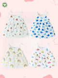 Extra Soft Muslin Baby Girls Frock Pack of 4 – Space, Whale, Rainbow & Car Prints