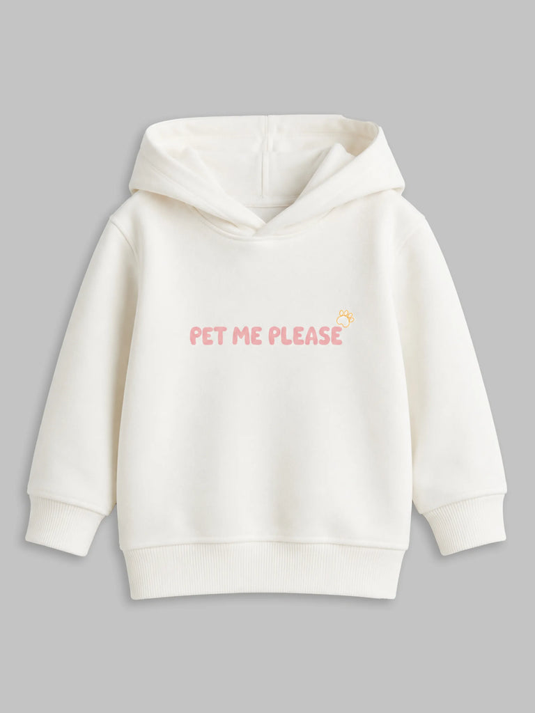 Unisex White Hoodie – Cute Dog Print Full-Sleeve Hooded Sweatshirt