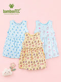 BambooTEC™ Bamboo Muslin Baby Girls Frock Pack of 3 – Cherry, Cat & Fruity Prints