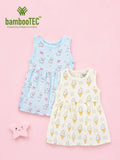 BambooTEC™ Bamboo Muslin Girls Frock – Puppy & Ice Cream Print | Pack of 2