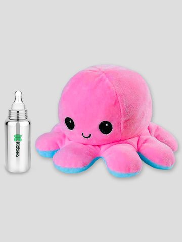 Kidbea Octopus Mood Change Soft Toy & Hot/Cold Kids Steel Milk Bottle 250 ML.