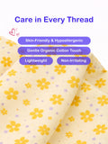 Organic Cotton Unisex Baby Co-ord Set – Soft Breathable Yellow Flower  Print Full Sleeve T-shirt & Pyjama for Infants