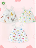 Extra Soft Muslin Baby Girls Frock Pack of 3 – Dinosaur, Rainbow & Car Prints