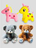 Kidbea Unicorn Pink, Yellow, Teddy Brown & Grey Suitable for Boys, Girls and Kids, Super-Soft, Safe, 30 cm.