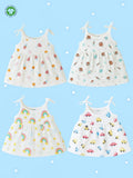 Extra Soft Muslin Baby Girls Frock Pack of 4 – Lollipop, Space, Rainbow & Vehicle Prints