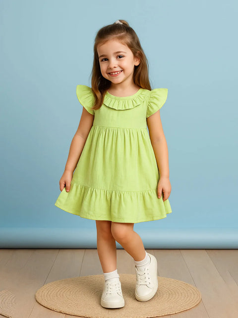 Light Organic Cotton Charming Light Green Frock | Elegant & Comfortable