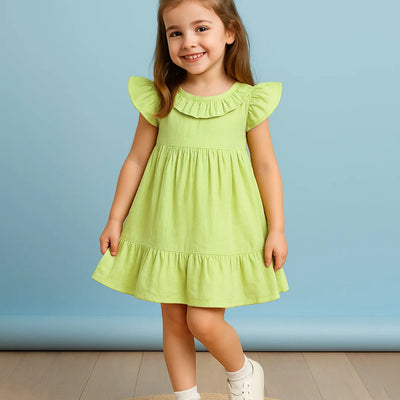 Light Organic Cotton Charming Light Green Frock | Elegant & Comfortable