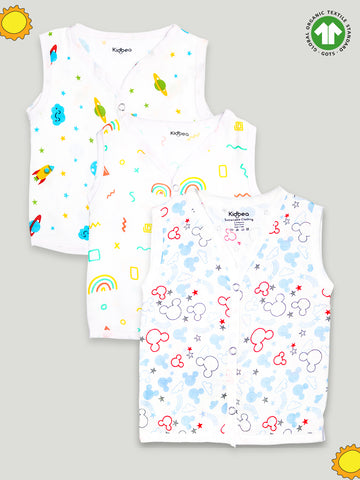 Extra Soft Muslin Cotton Jhabla Cloth for Baby | Space, Rainbows and Mickey Print | Print May Vary