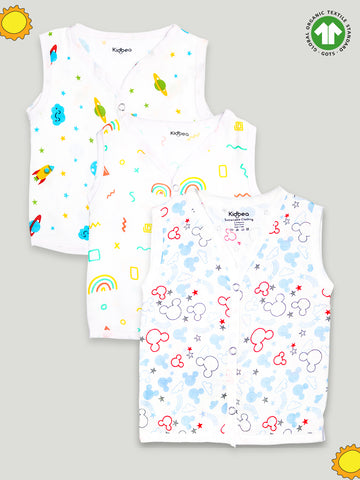 Kidbea Extra Soft Muslin Cotton Jhabla Cloth for Baby | Space, Rainbows and Mickey Print | Print May Vary