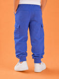 Unisex Blue Cotton Kids Cargo Jogger Pants – Comfortable Everyday Bottomwear