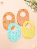 Organic Cotton Baby Bib Pack of 4 – Football, Giraffe, Blue Dog & Bow Print, Feeding & Drool Bibs
