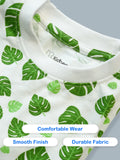 Organic Cotton Unisex Kids Co-ord Set – Soft Breathable Leaf Print T-Shirt & Shorts Set