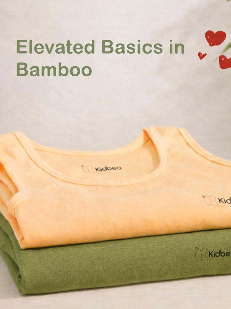 Bamboo Vest for Kids Pack of 2 ( Peach & Olive Green) – Soft, Breathable & innerwear