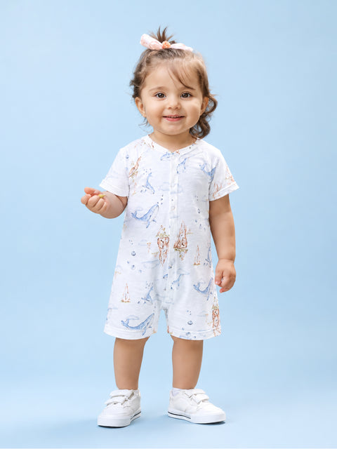 BambooTEC™ Unisex Bamboo Baby Romper – Whale Print