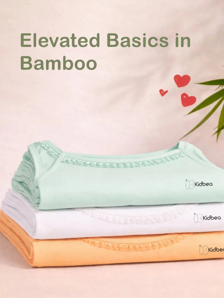 Bamboo Camisole for Kids Pack of 3 (White & Peach & Mint Green) – Soft, Breathable & innerwear