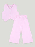 Girls Pink Striped Co-Ord Set | 100% Organic Cotton