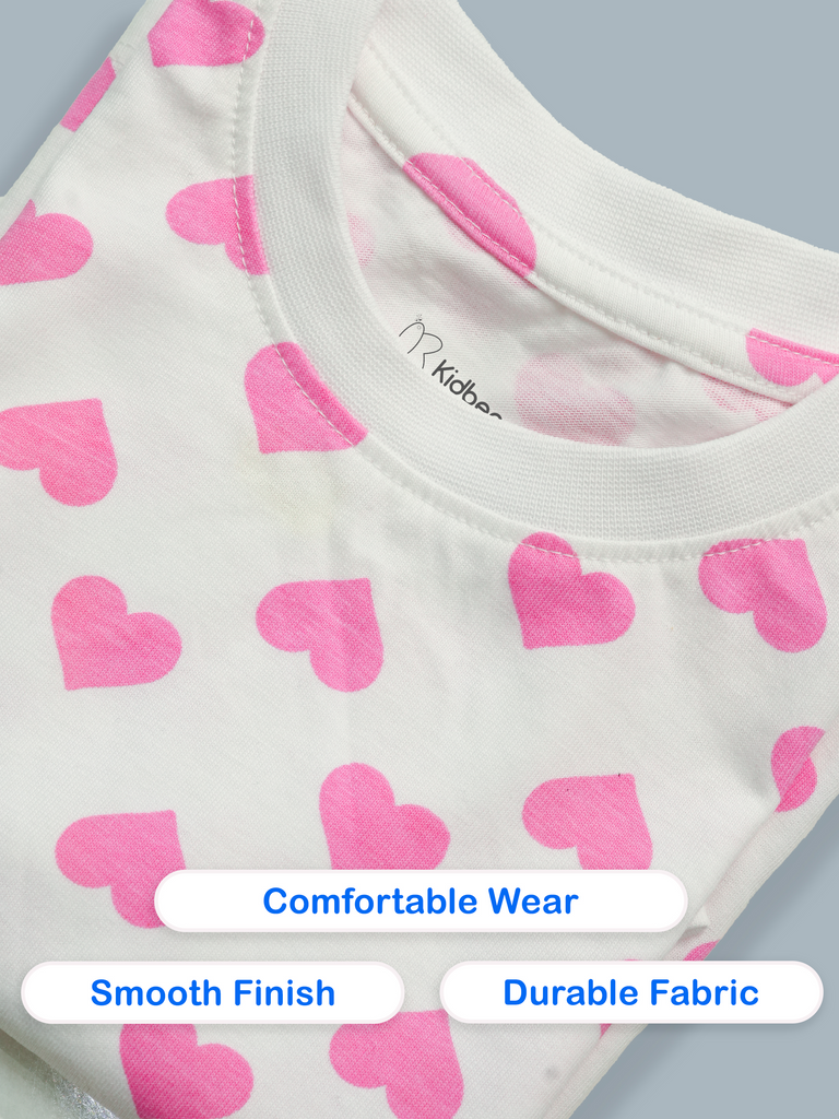 Organic Cotton Unisex Kids Co-ord Set – Soft Breathable Heart Print T-Shirt & Shorts Set