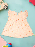 100% Bamboo Ultra-Soft Premium Fabric Baby Girl Frock with ruffled sleeves - Orange