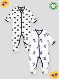 Kidbea 100% Organic cotton Pack of 2 full Buttons romper | Star | Dog