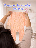 Organic Cotton Baby Romper Pack of 3 – Bunny & Beach & Lemon  Prints Zip Sleepsuit