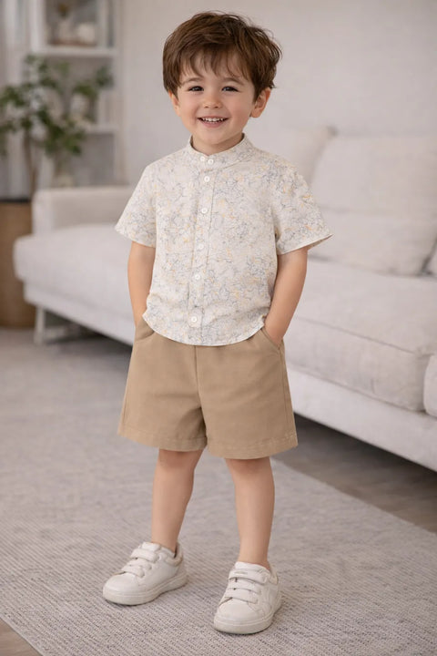 Baby Boy Printed Half Sleeve Shirt & Shorts Set | 100% Organic Cotton