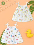 Extra Soft Muslin Baby Girls Frock Pack of 2 – Rainbow & Car Prints