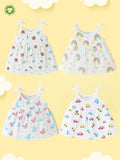 Extra Soft Muslin Baby Girls Frock Pack of 4 – Space, Rainbow, Butterfly & Car Prints