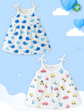 Extra Soft Muslin Baby Girls Frock Pack of 2 – Whale & Car Prints
