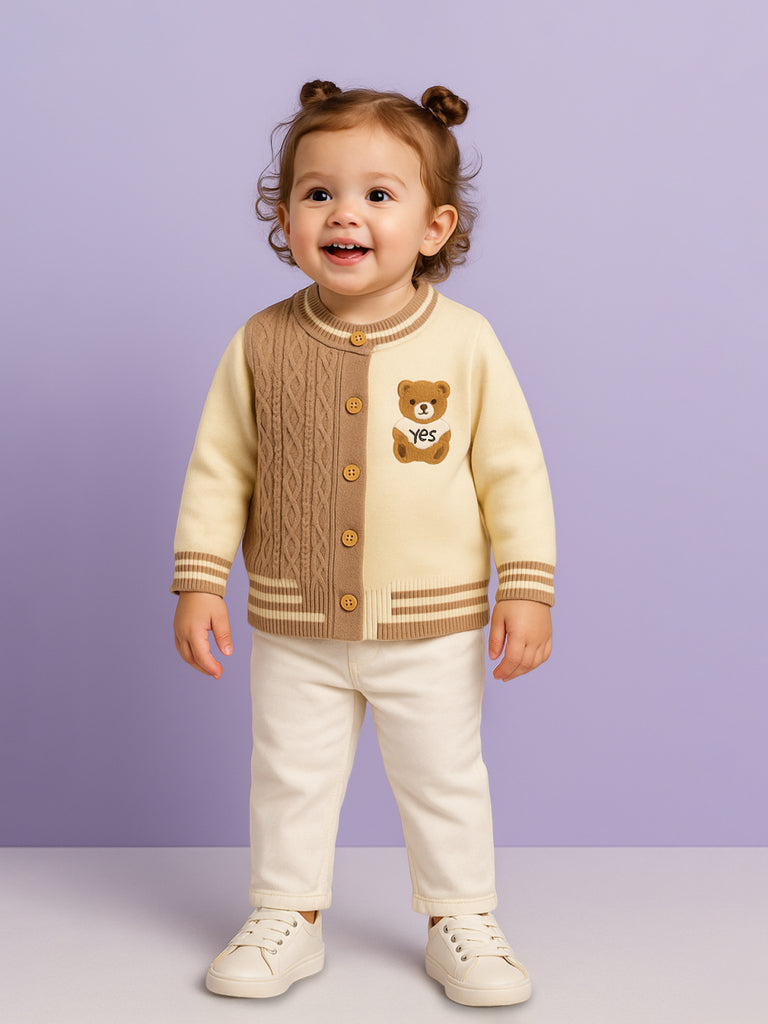 Organic Cotton Baby Winter Cardigan | Soft Knitted Bear Sweater